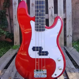 Reverse headstock P Bass in metallic red